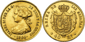 1864. Isabel II. Madrid. 40 reales. (AC. 686). 3,33 g. MBC.