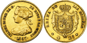 1867. Isabel II. Madrid. 4 escudos. (AC. 691). 3,34 g. MBC.