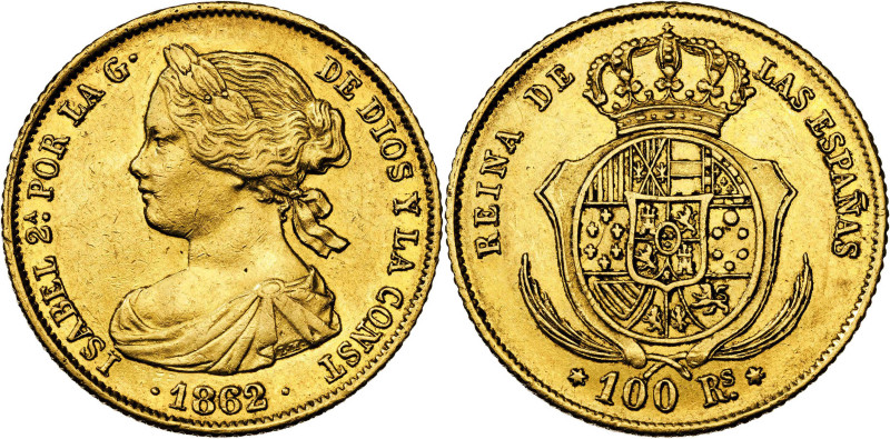 1862. Isabel II. Madrid. 100 reales. (AC. 789). 8,35 g. MBC.