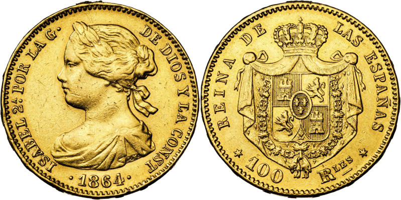 1864. Isabel II. Madrid. 100 reales. (AC. 792). 8,32 g. MBC.