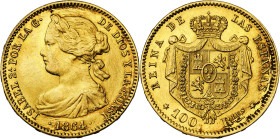 1864. Isabel II. Madrid. 100 reales. (AC. 792). Limpiada. 8,39 g. MBC.