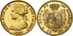 1868*1868. Isabel II. Madrid. 10 escudos. (AC. 815). 8,38 g. EBC-.