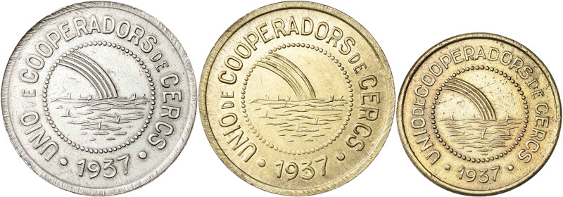 Cercs. Unió de Cooperadors. 5, 10 céntimos y 5 pesetas. (T. 933, 936 y 938) (AL....