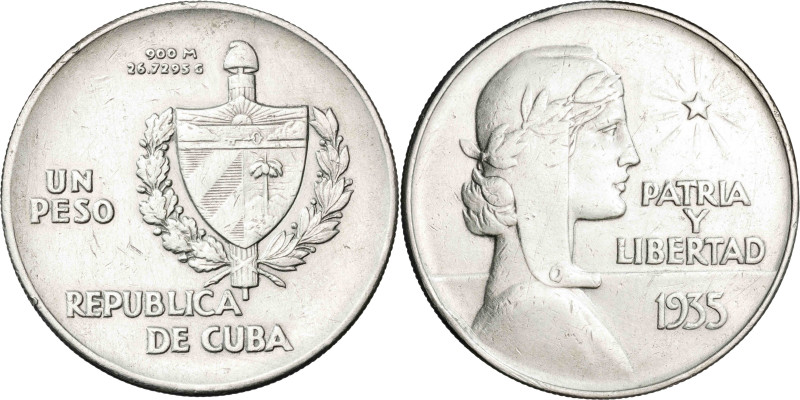 Cuba. 1935. 1 peso. (KM. 22). Golpecitos. AG. 26,61 g. MBC.