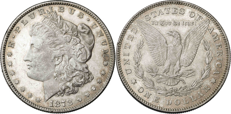 Estados Unidos. 1878. Filadelfia. 1 dólar. (KM. 110). 7 plumas en la cola. AG. 2...