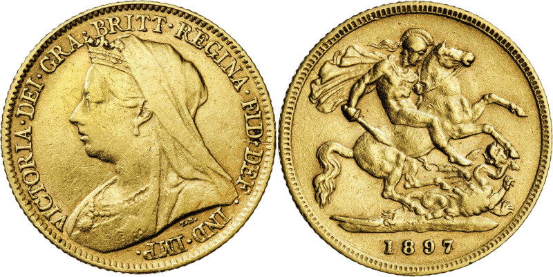 Gran Bretaña. 1897. Victoria. 1/2 libra. (Fr. 397) (KM. 784). AU. 3,95 g. MBC.