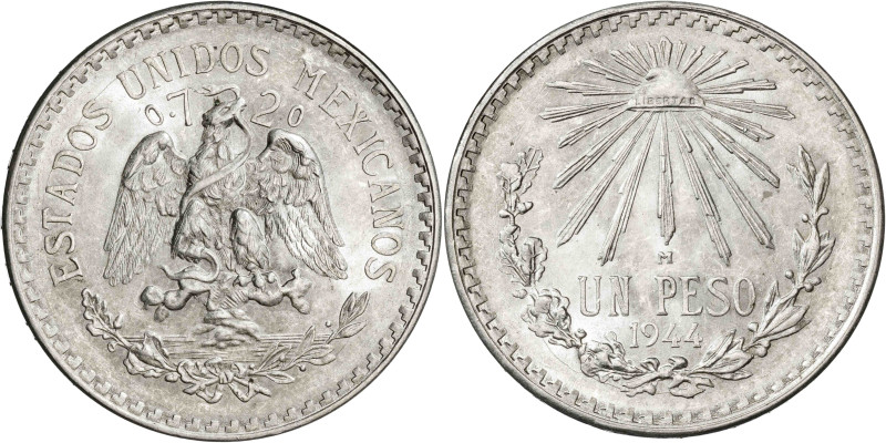 México. 1944. M (México). 1 peso. (KM. 455). AG. 16,60 g. EBC.