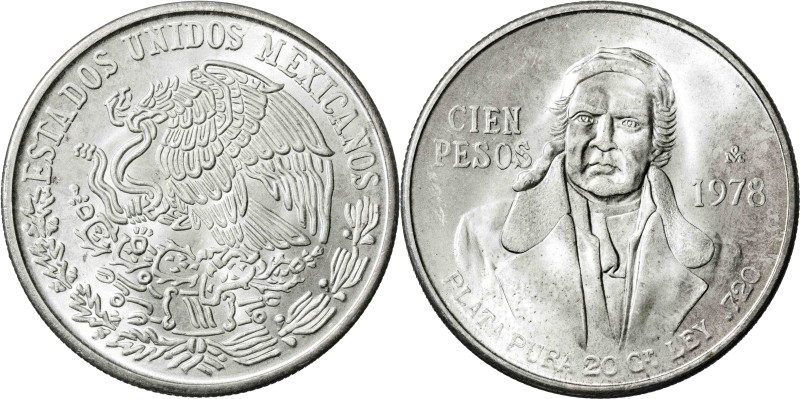 México. 1978. 100 pesos. (KM. 483.2). AG. 27,76 g. S/C.