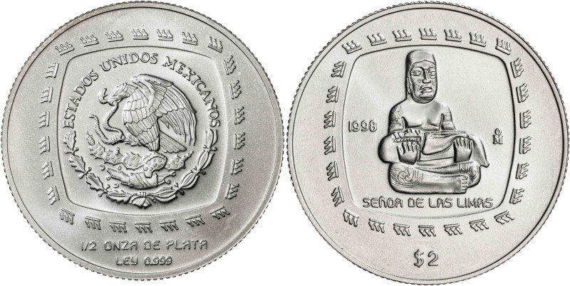 México. 1998. 1/2 onza troy. (KM. 594). "Señor de las Limas". AG. 15,51 g. S/C....