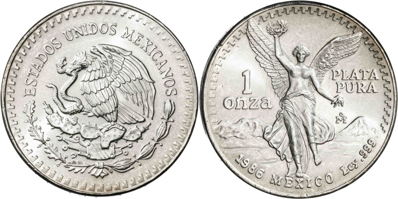 México. 1986. 1 onza troy. (KM. 494.1). AG. 31,06 g. S/C.