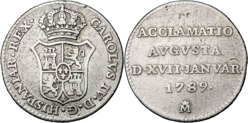 1789. Carlos IV. Madrid. Proclamación. Módulo 1 real. (Ha. 65) (V. 88) (V.Q. 131...