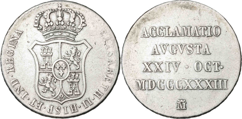 1833. Isabel II. Madrid. Proclamación. Módulo 4 reales. (Ha. 21) (V. 749) (V.Q.1...