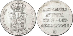 1833. Isabel II. Madrid. Proclamación. Módulo 4 reales. (Ha. 21) (V. 749) (V.Q.13370). 5,85 g. MBC.