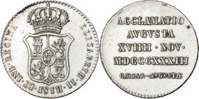 1833. Isabel II. Zaragoza. Proclamación. Módulo 4 reales. (Ha. 36) (V. 763) (V.Q.13386). 5,97 g. MBC+.