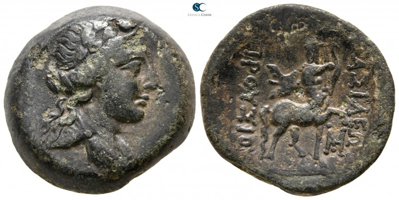 Kings of Bithynia. Nikomedeia. Prusias II Cynegos 182-149 BC. 
Bronze Æ

21 m...