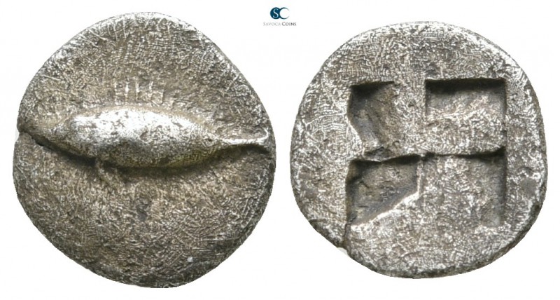Mysia. Kyzikos circa 600-550 BC. 
Hemiobol AR

9 mm., 0,51 g.



very fin...