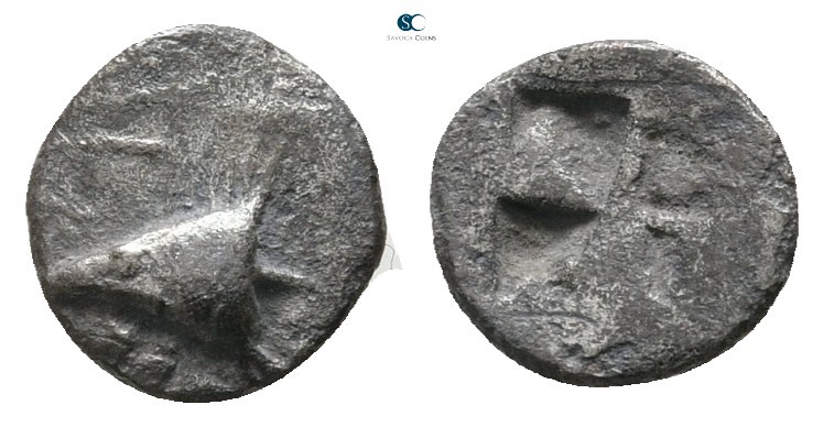 Mysia. Kyzikos circa 600-550 BC. 
Tetartemorion AR

8 mm., 0,23 g.



ver...