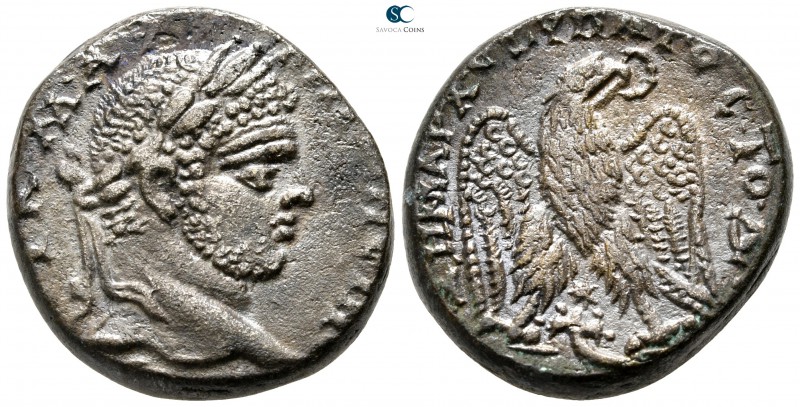 Seleucis and Pieria. Antioch. Caracalla AD 198-217. 
Tetradrachm AR

25 mm., ...