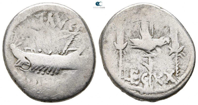 Marc Antony 32-31 BC. Military mint moving with Marc Antony
Denarius AR

17 m...
