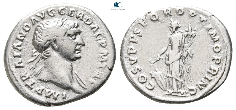 Trajan AD 98-117. Rome
Denarius AR

20 mm., 3,03 g.



nearly very fine