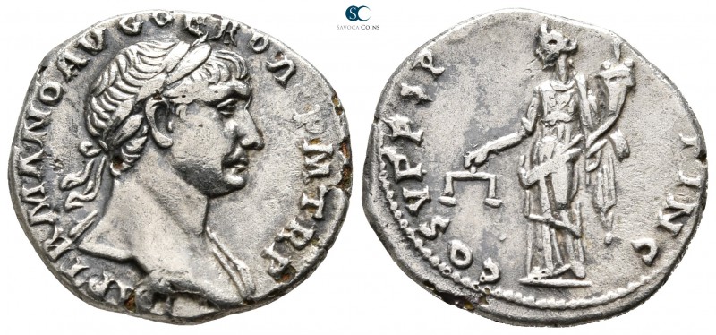 Trajan AD 98-117. Rome
Denarius AR

18 mm., 2,45 g.



very fine