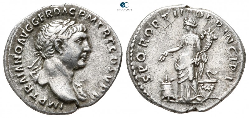 Trajan AD 98-117. Rome
Denarius AR

19 mm., 3,11 g.



very fine