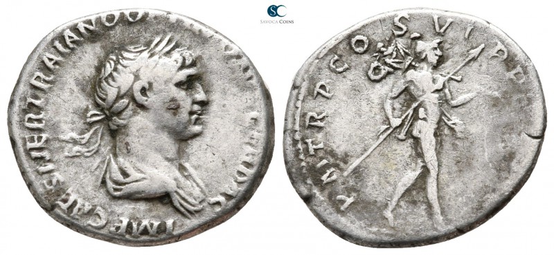 Trajan AD 98-117. Rome
Denarius AR

19 mm., 3,37 g.



nearly very fine