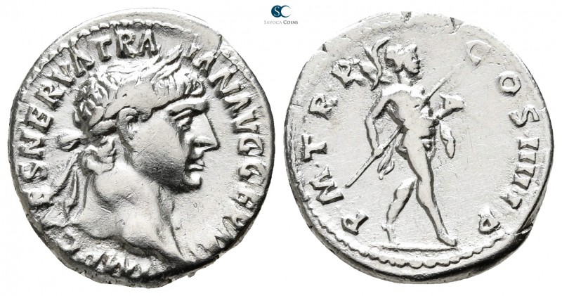 Trajan AD 98-117. Rome
Denarius AR

19 mm., 3,13 g.



very fine