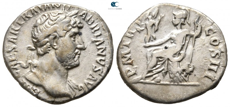 Hadrian AD 117-138. Rome
Denarius AR

18 mm., 2,96 g.



nearly very fine