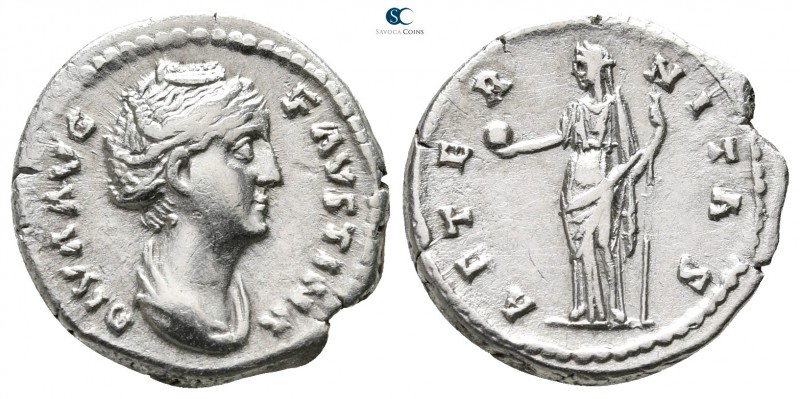 Diva Faustina I AD 140-141. Rome
Denarius AR

18 mm., 2,92 g.



very fin...