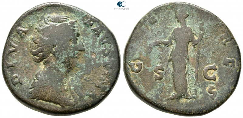 Diva Faustina I AD 140-141. Rome
Sestertius Æ

31 mm., 22,42 g.



fine