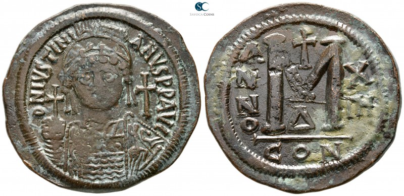 Justinian I. AD 527-565. Constantinople
Follis Æ

41 mm., 24,61 g.



ver...