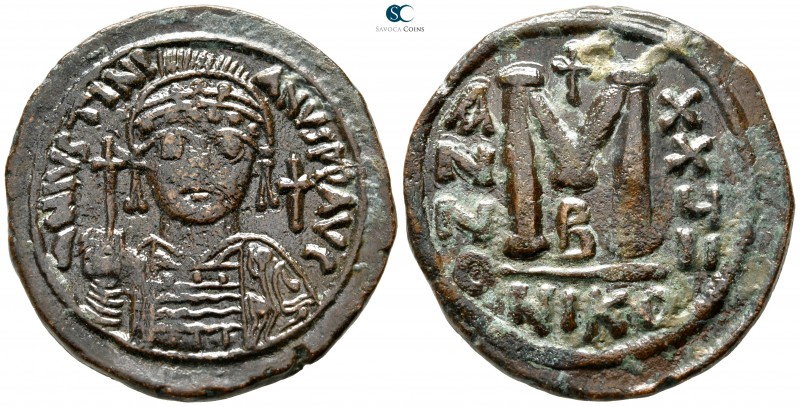 Justinian I. AD 527-565. Nikomedia
Follis Æ

34 mm., 18,54 g.



very fin...