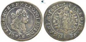 Austria. Kremnica. Leopold I AD 1657-1705. 1671. 6 Kreuzer AR