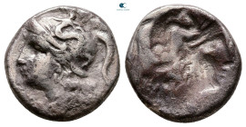 Calabria. Tarentum circa 280-22 BC. Brockage Drachm AR
