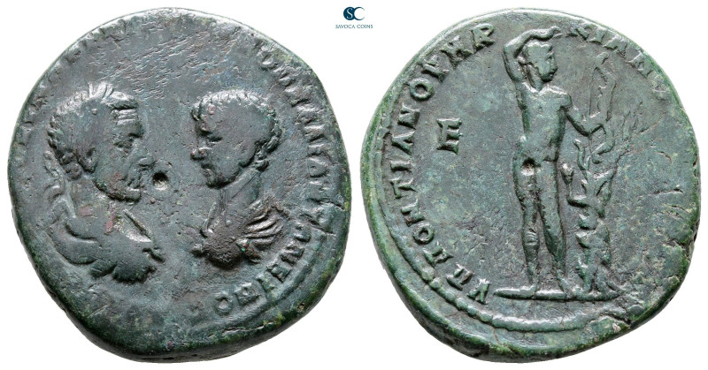 Moesia Inferior. Marcianopolis. Macrinus and Diadumenian AD 217-218. 
Pentassar...