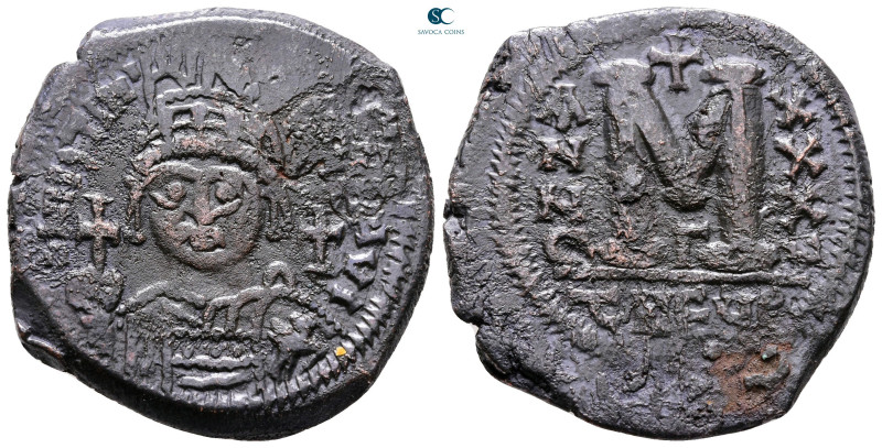 Justinian I AD 527-565. Theoupolis (Antioch)
Follis or 40 Nummi Æ

35 mm, 18,...