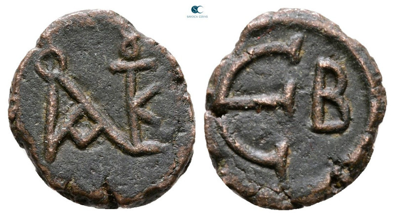 Justin II AD 565-578. Constantinople
Pentanummium Æ

13 mm, 1,60 g



Ver...