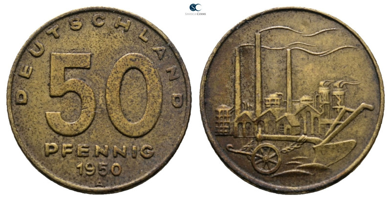 Germany. AD 1950. 
50 Pfennig 1950 A

 mm, 3,40 g



Very Fine