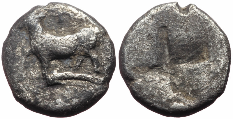 Thrace, Byzantion AR Drachm (Silver, 2.21g, 13mm) ca 387/6-340 BC. 
Obv: Bull st...