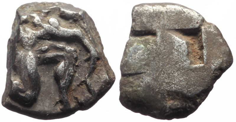 Islands off Thrace, Thasos AR Stater (Silver, 4.56g, 16mm) ca 412-404 BC. Portio...