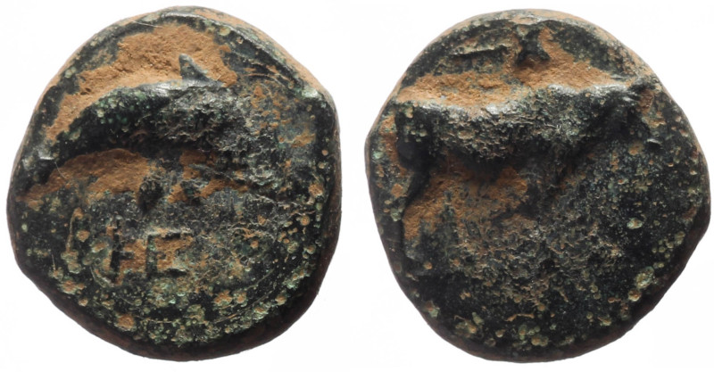 Caria, Keramos, after 400 BC, AE (Bronze, 10.9 mm, 1.26 g).
Obv. Bull standing r...