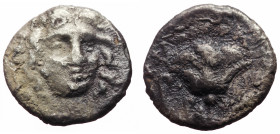 Islands off Caria, Rhodos, Rhodes, hemidrachm (Silver, 12.4 mm, 1.09 g), ca 205-190 BC. 
Obv: Head of Helios facing slightly right. 
Rev: P-O, rose wi...