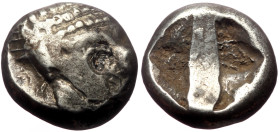 Islands of Caria, Rhodos, Lindos AR Stater (Silver, 10,74g, 19mm) ca 515/10-485 BC. 
Obv: Head of roaring lion to left
Rev: Two parallel rectangular i...