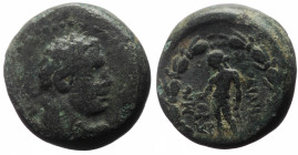 Lydia, Sardes, AE (Bronze, 16.0 mm, 6.15 g), 2nd-1st centuries BC. 
Obv. Laureate head of Herakles right.
Rev. ΣAPΔIAN[ΩN], Apollo standing left, hold...