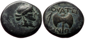 *Interesting scarce variant
Lydia, Thyatira AE (Bronze, 3.59g, 16mm) civic issue, before 190 BC
Obv: Diademed head of Apollo right
Rev: ΘYATEIP / H...