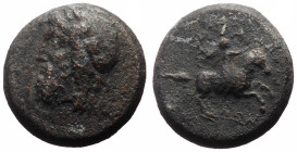 Mysia, Adramytion, AE (Bronze 17.2 mm, 4.62 g), 4th century BC.
Obv: Laureate head of Zeus to left.
Rev: [AΔP]AM / TH - NΩN, horseman riding right wit...