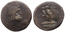 Mysia, Pergamon AE (Bronze, 7.91g, 21mm) ca 133-7 BC. Demetrios, magistrate
Obv: ΔHMHTPIOY, laureate head of Zeus right 
Rev: ΠEPΓAMHNΩN, eagle, with ...