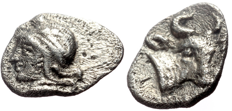 Mysia. Kyzikos AR Hemiobol (Silver, 0.35g, 9mm) ca 525-475 BC
Obv: Youthful, hea...