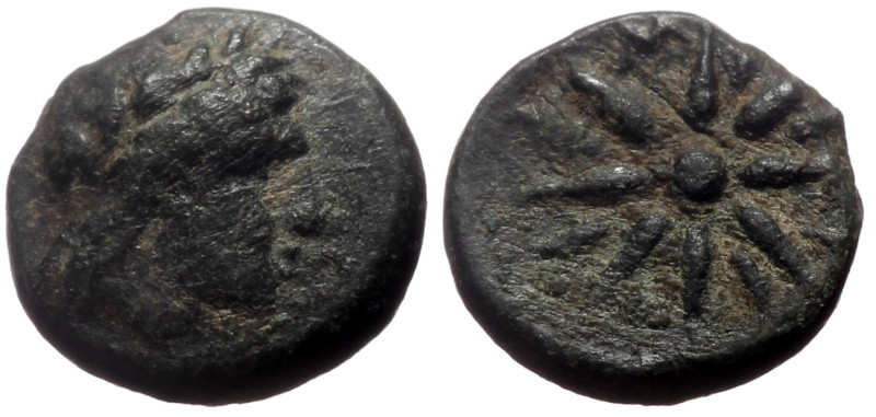 Mysia, Gambrion AE (Bronze, 1.05g, 11mm) 4th century BC
Obv: Laureate head of Ap...